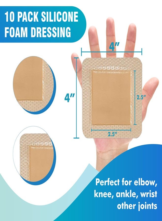 General Medi Waterproof Silicone Foam Island Dressing (10 Packs) – 4" x 4" Sterile Wound Care Pad with Adhesive Border - Sterile, Soft & Highly Absorbent Medical Grade Dressing Pad - Image 2